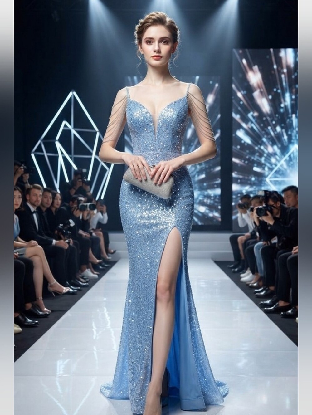 Elegant Sleeveless Sequin Wedding Dress